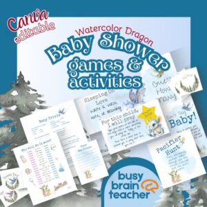 Watercolor Dragon Baby Shower Games